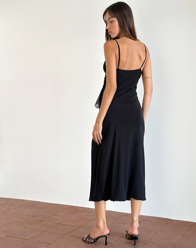 Bild von Jacy Ruffle Midikleid aus Mesh Schwarz