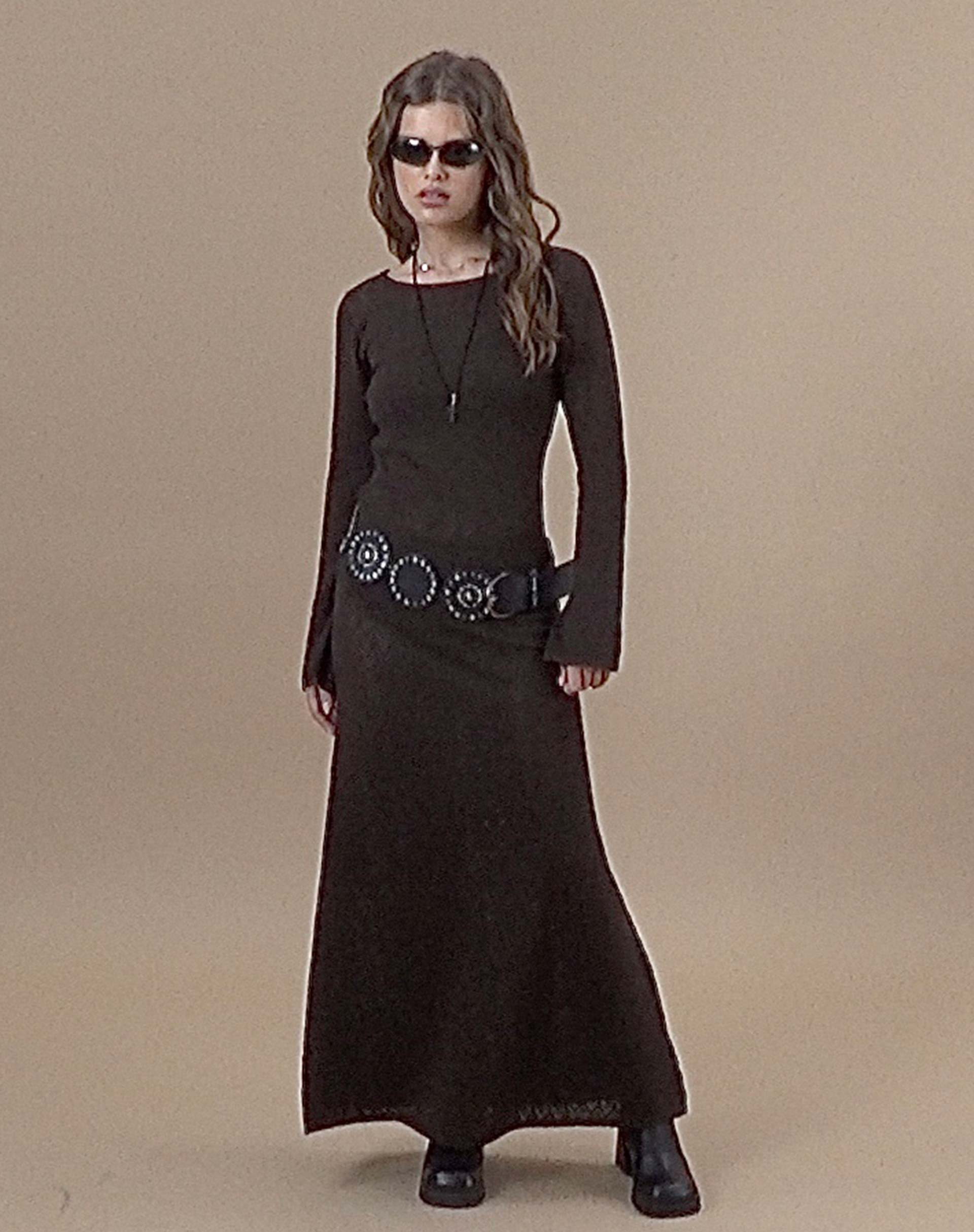Bild von Jadie Langärmeliges Maxikleid in Kaffee