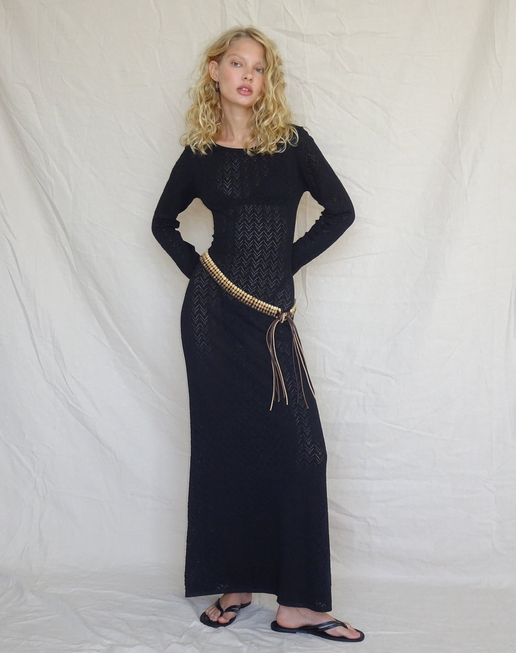Jadie Maxikleid mit offenem Rücken in Schwarz