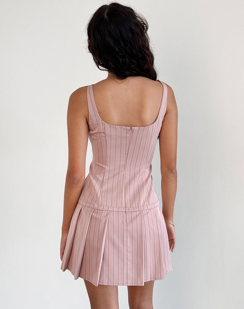 Image of Jadzia Minikleid mit fallender Taille in Blush Nadelstreifen