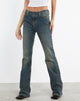 Ausgefranste Low Rise Jeans in Braun und Blau Acid