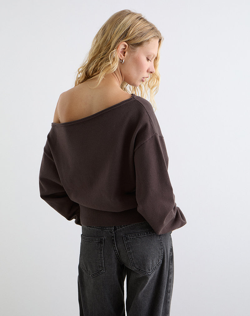 Image of Jalira Asymmetrischer Pullover in Braun