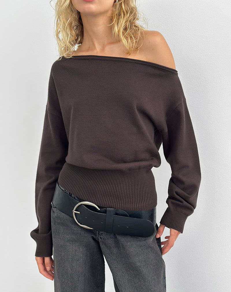 Image of Jalira Asymmetrischer Pullover in Braun