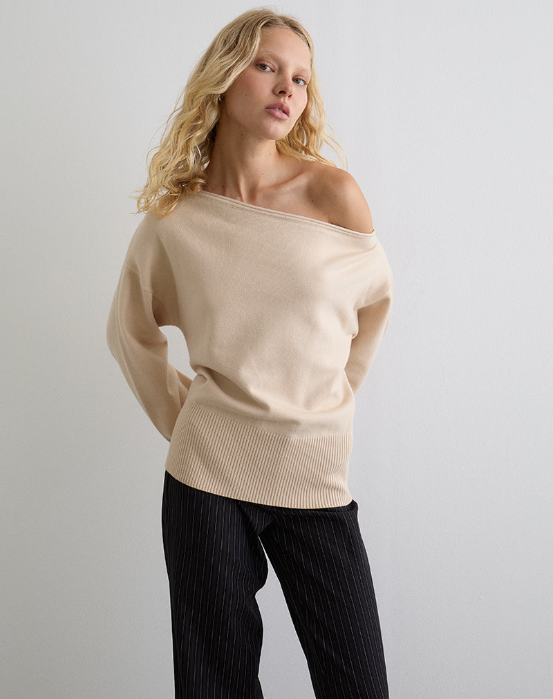 Jalira Asymmetrischer Pullover in Creme