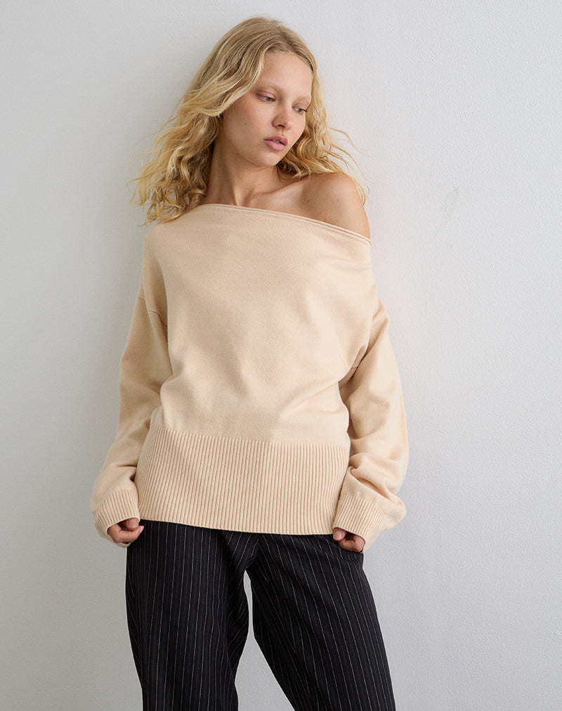 Jalira Asymmetrischer Pullover in Creme