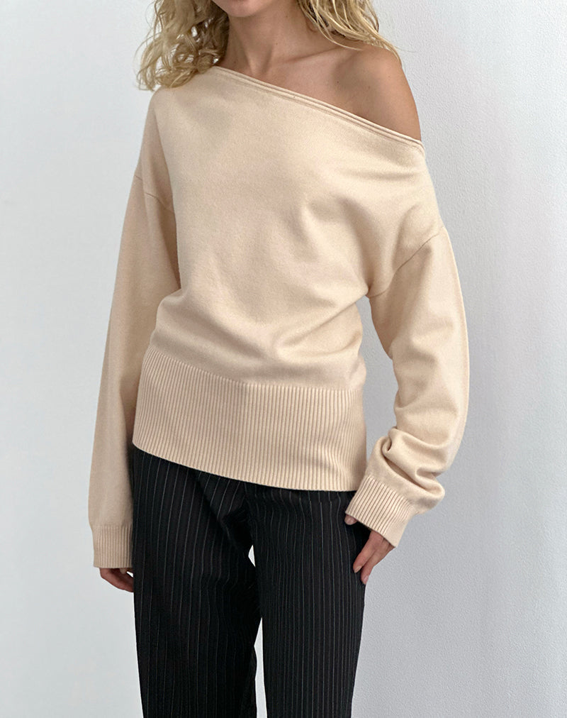 Jalira Asymmetrischer Pullover in Creme