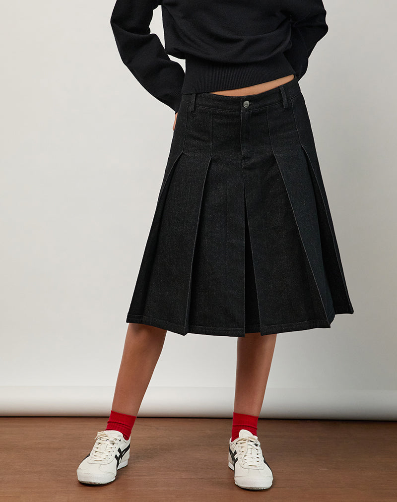 Sanjani Midirock aus dunklem Chambray