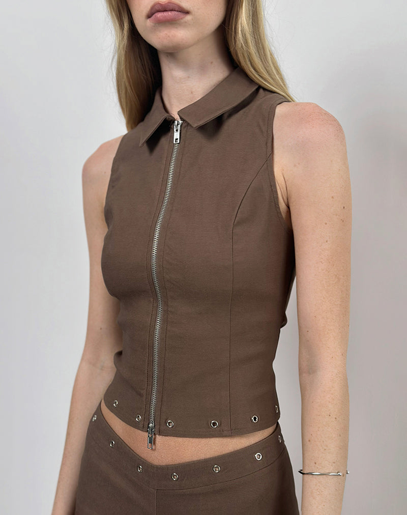Janae Nietenweste in Tailoring Braun