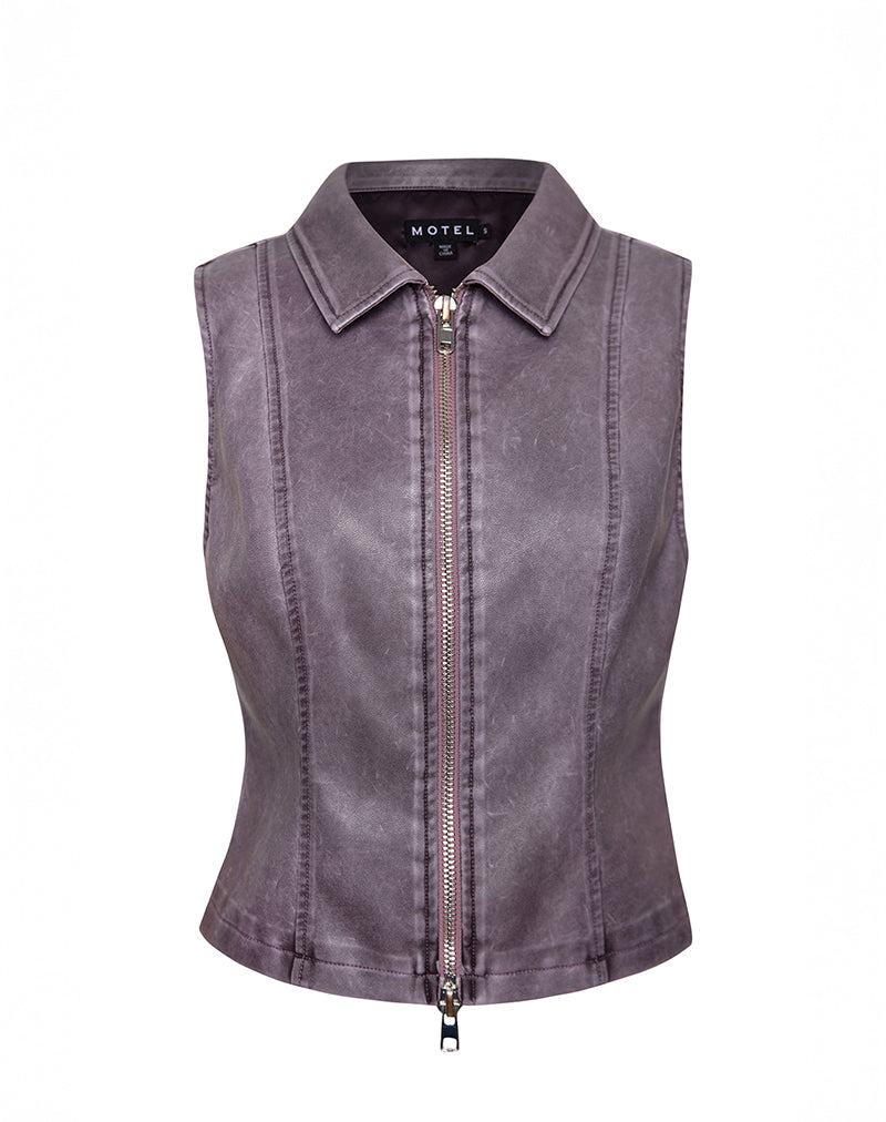 Bild von Janae Vest Top in Distressed PU Washed Plum