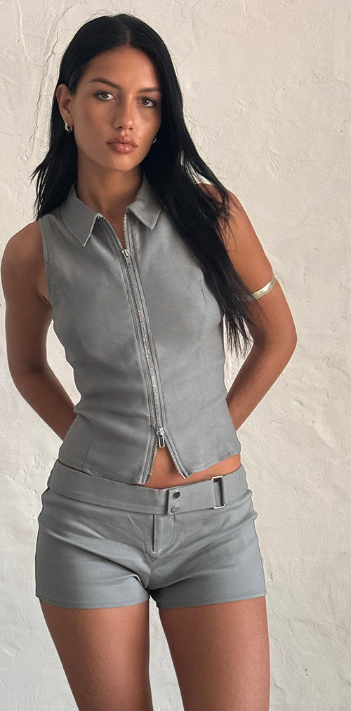 Bild von Janae Vest Top in Stretch Tailoring Grau