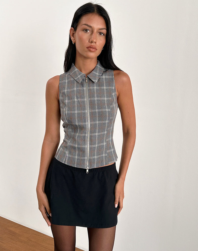 Bild von Janae Zip Vest Top in Grau Karo