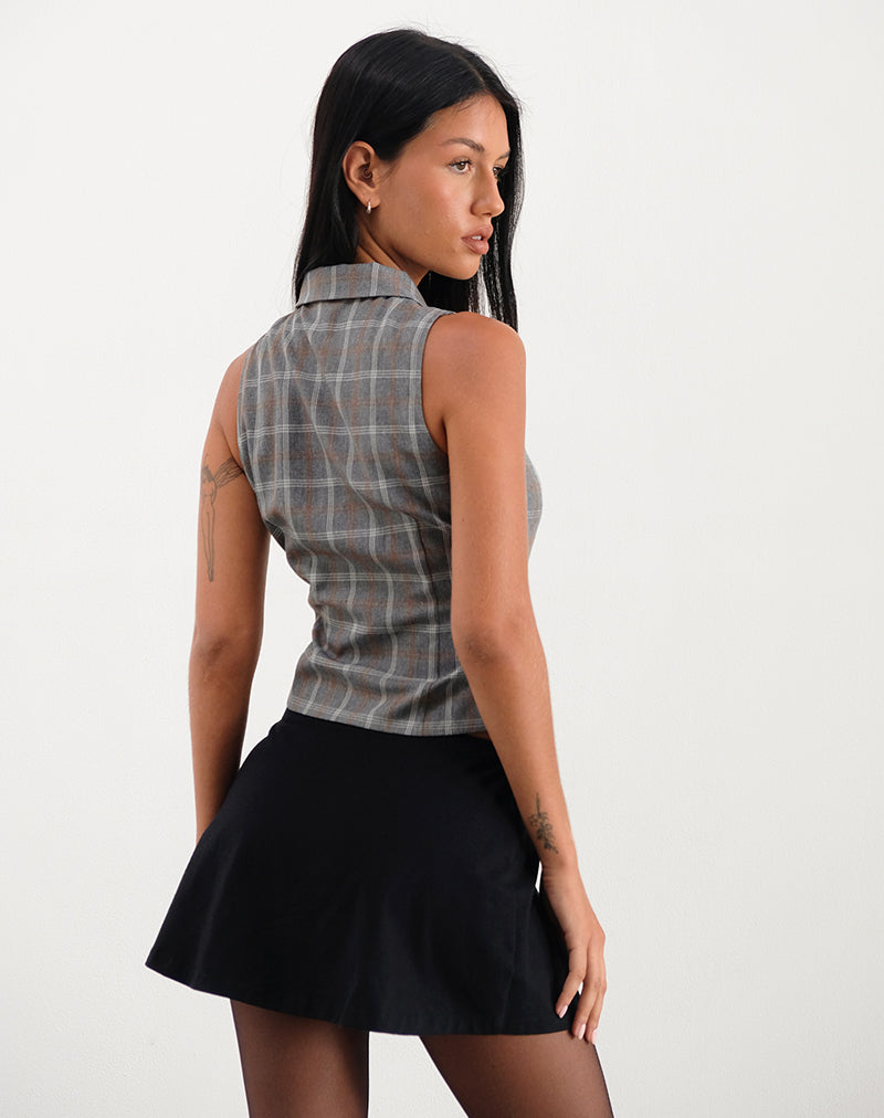 Bild von Janae Zip Vest Top in Grau Karo