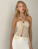 Bild von Janar Neckholder-Top in Beige Zierlicher Blumenflaum