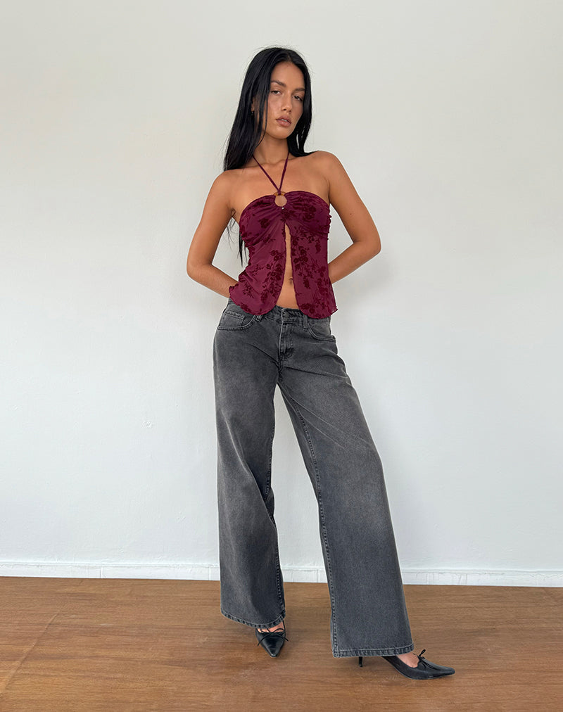Bild von Janar Top in Botanical Flower Maroon