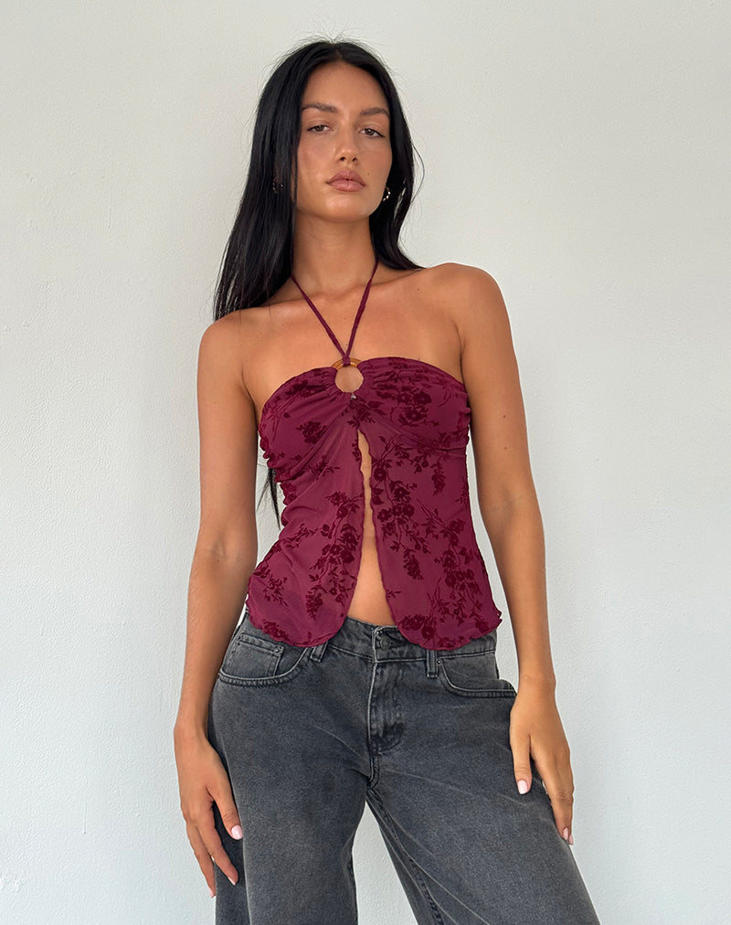Bild von Janar Top in Botanical Flower Maroon