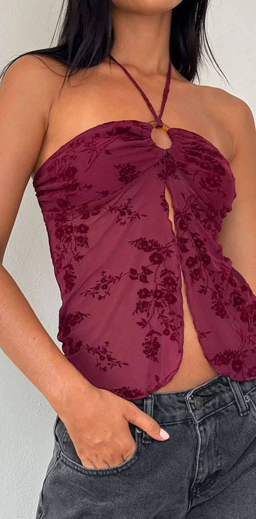 Bild von Janar Top in Botanical Flower Maroon