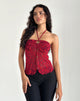 Bild von Janar Neckholder-Top in Grunge Blumenflock Rot