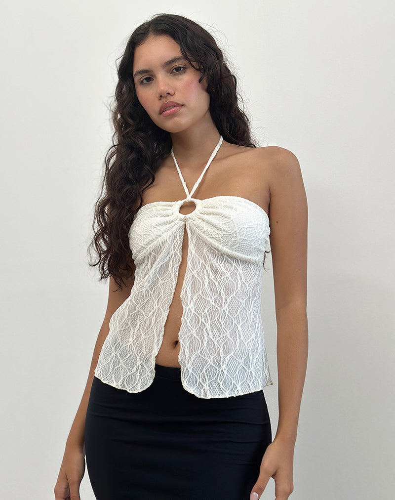 Bild von Janar Neckholder-Top in strukturiertem Elfenbein