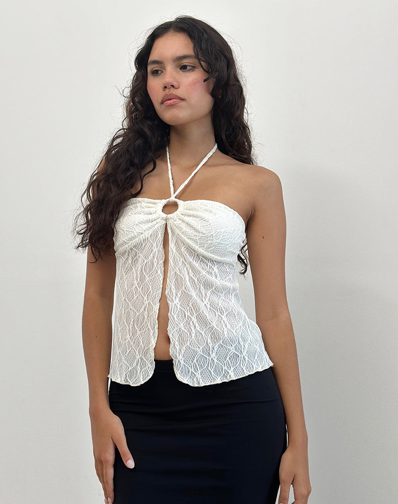 Bild von Janar Neckholder-Top in strukturiertem Elfenbein
