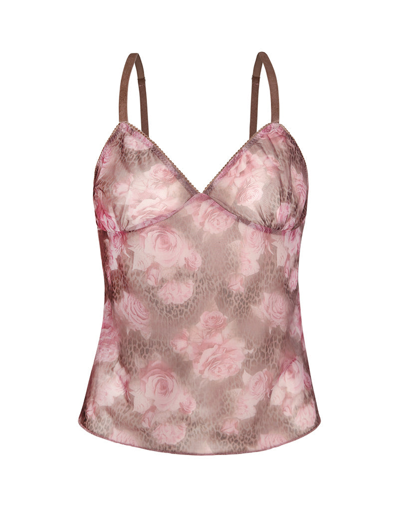 Bild von Janari Cami Top in Mesh Rose Leopard