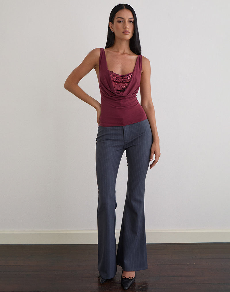 Bild von Janice Top aus Pailletten-Jersey Burgundy