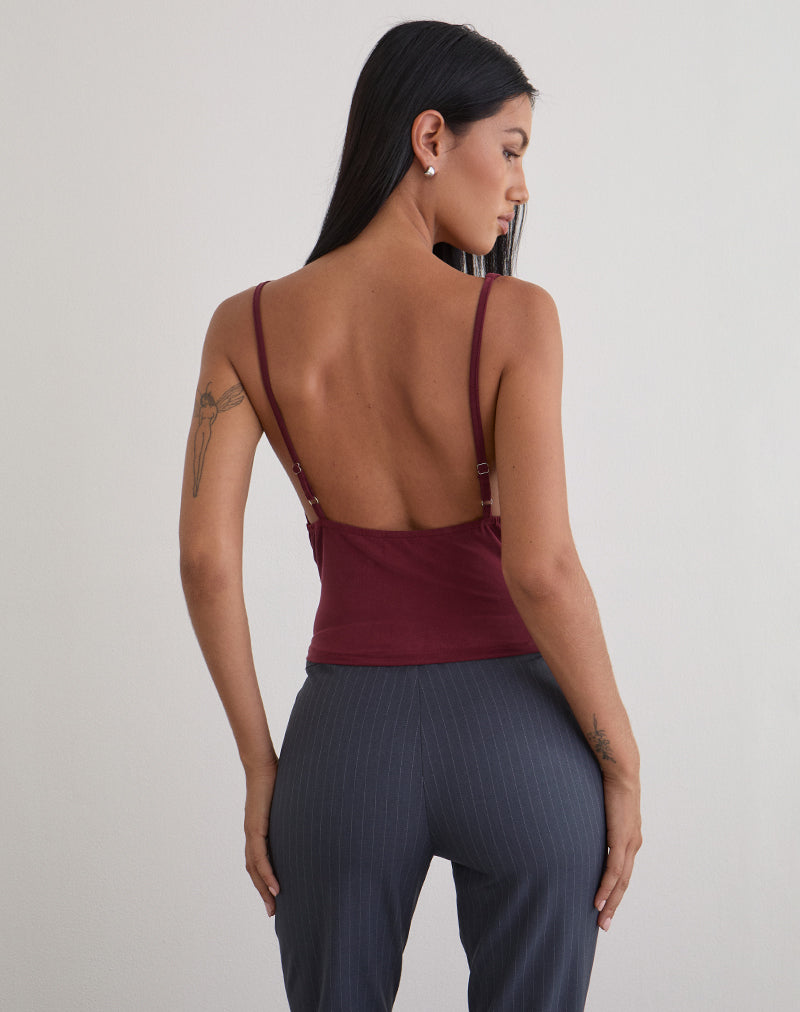 Bild von Janice Top aus Pailletten-Jersey Burgundy