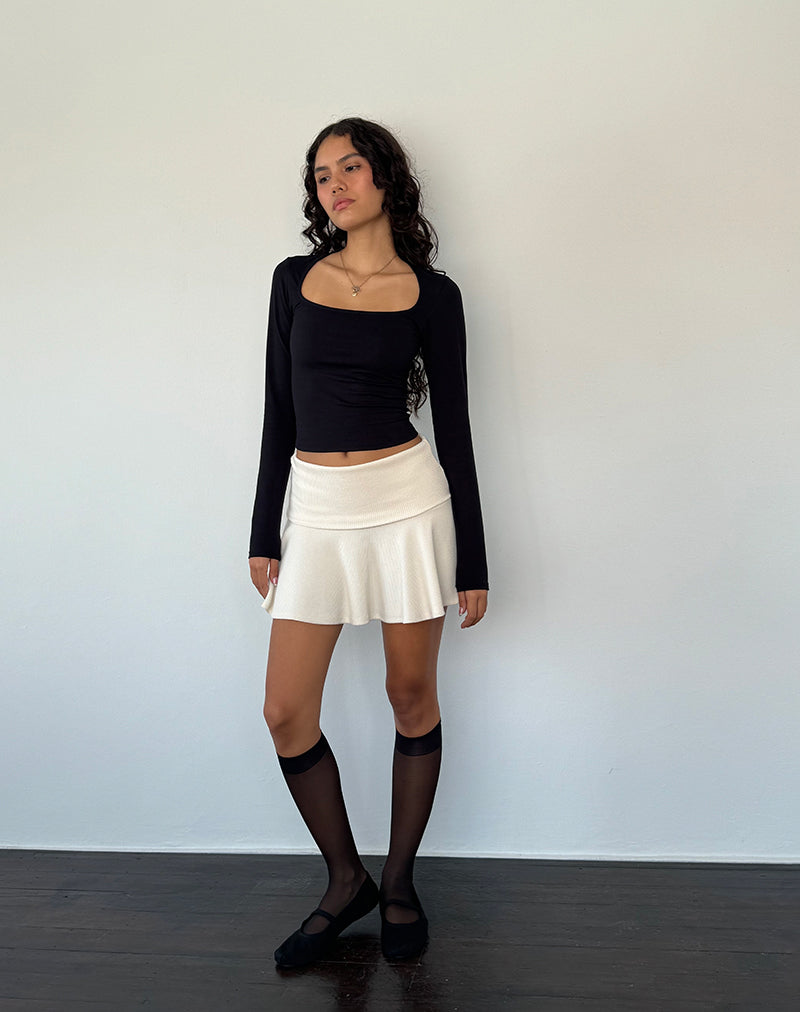 Image of Jansu Lycra Langarm-Top in Schwarz