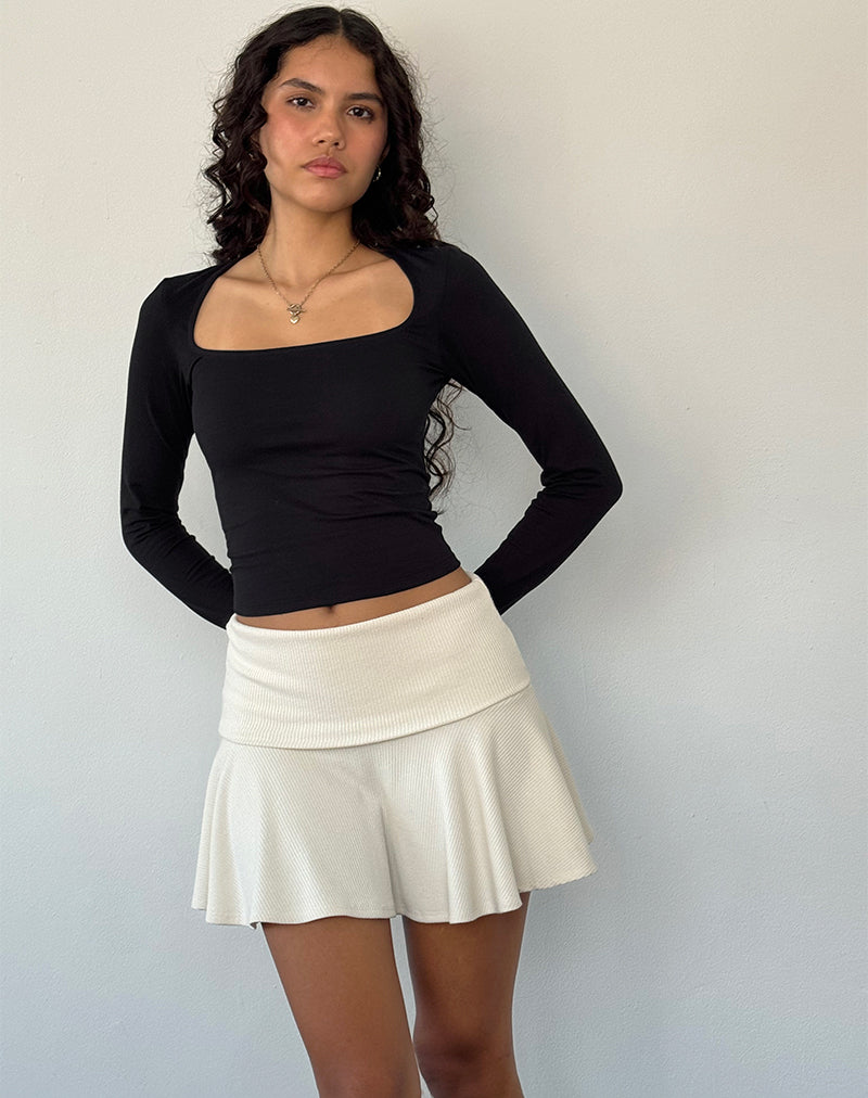 Image of Jansu Lycra Langarm-Top in Schwarz