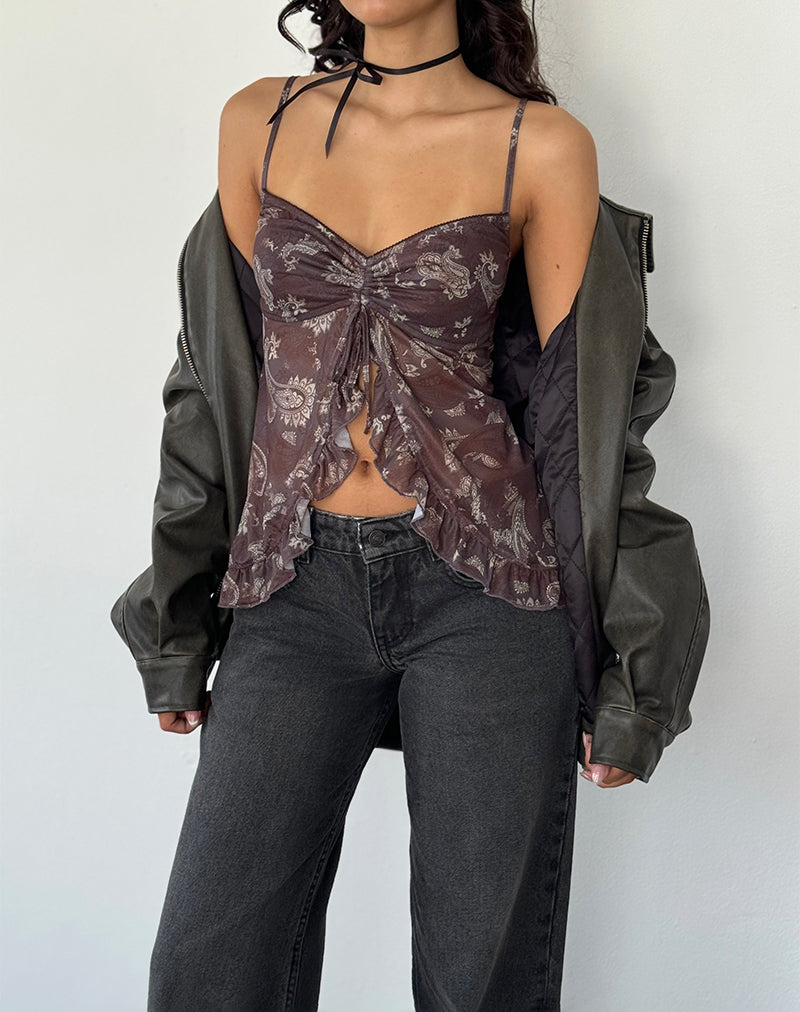 Image of Jaraga Butterfly Top mit schwarzem Paisleymuster