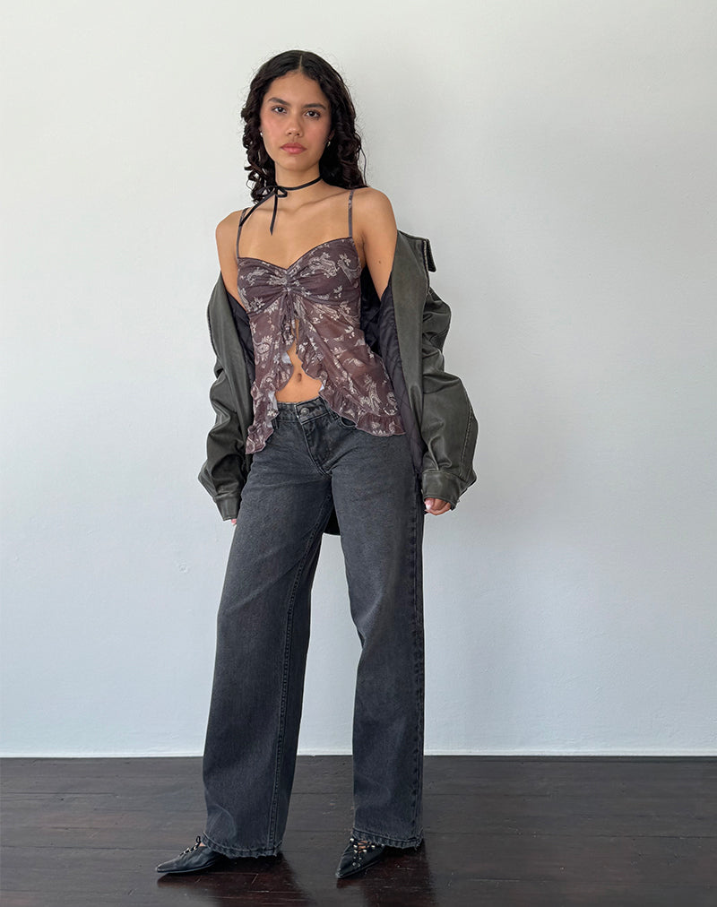 Image of Jaraga Butterfly Top mit schwarzem Paisleymuster