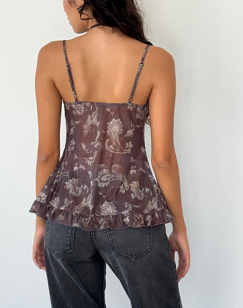 Image of Jaraga Butterfly Top mit schwarzem Paisleymuster