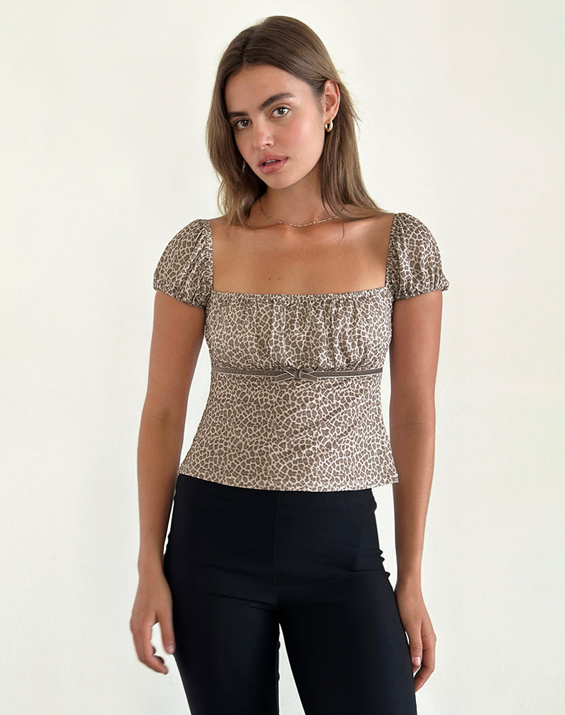 Jarji Bluse in zartem Leopard Hellbraun
