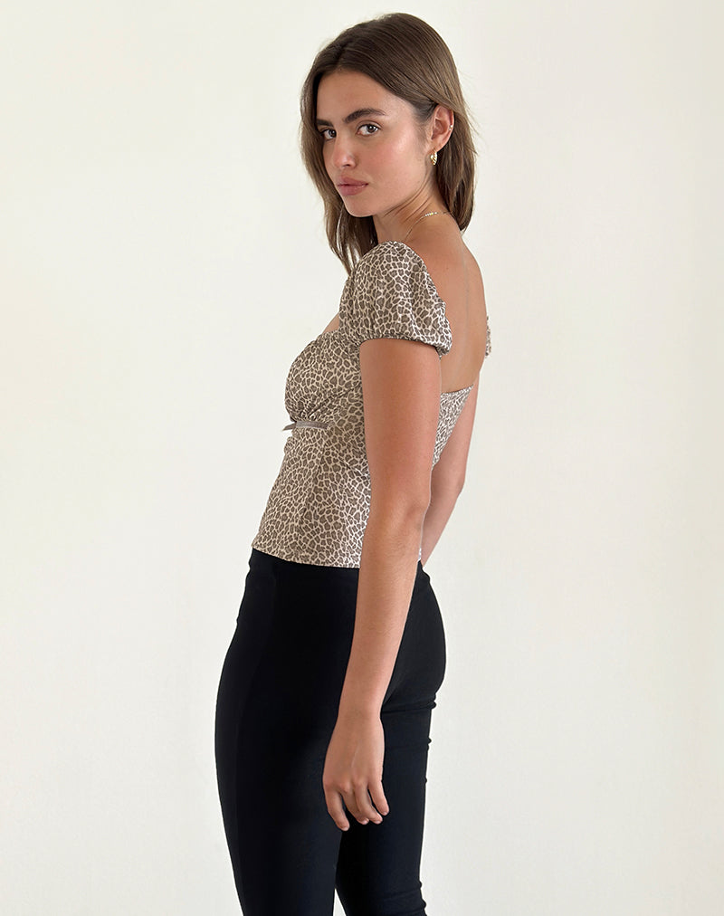 Image of Jarji Bluse in zierlichem Leopard Hellbraun