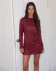Image of Jasilia Langärmeliges Minikleid aus hauchdünnem Paillettenstoff Rot