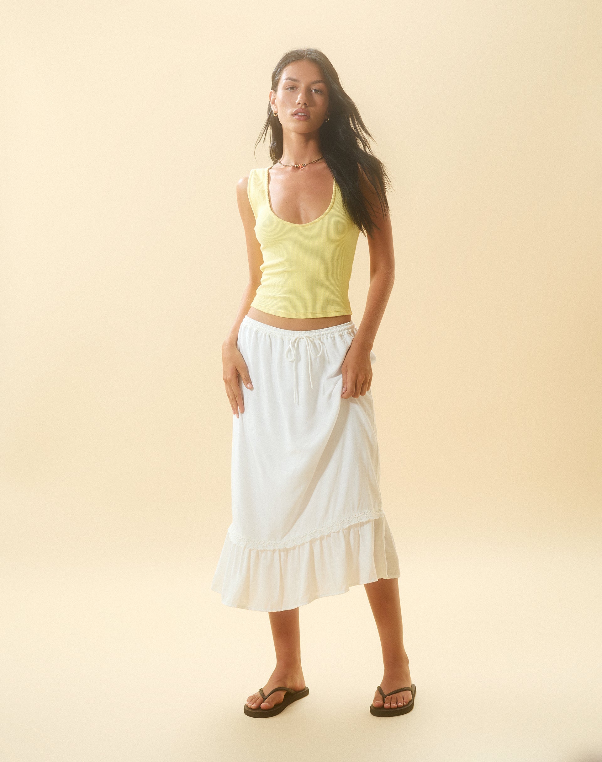 Image of Jastio Vest Top in Lemonade Gerippter Jersey