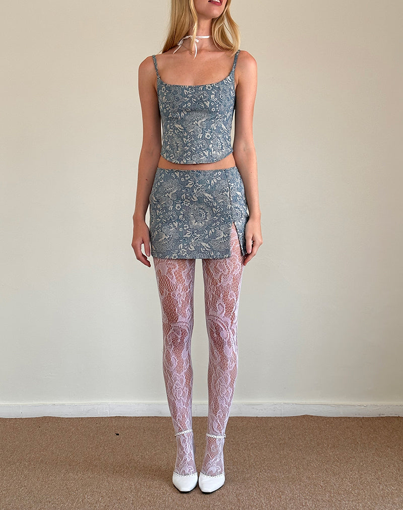 Bild von Pravara Minirock in Blau Ornate Print