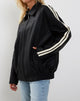 Image of Javana Zip Up Jacke in PU Schwarz mit Beige Streifen