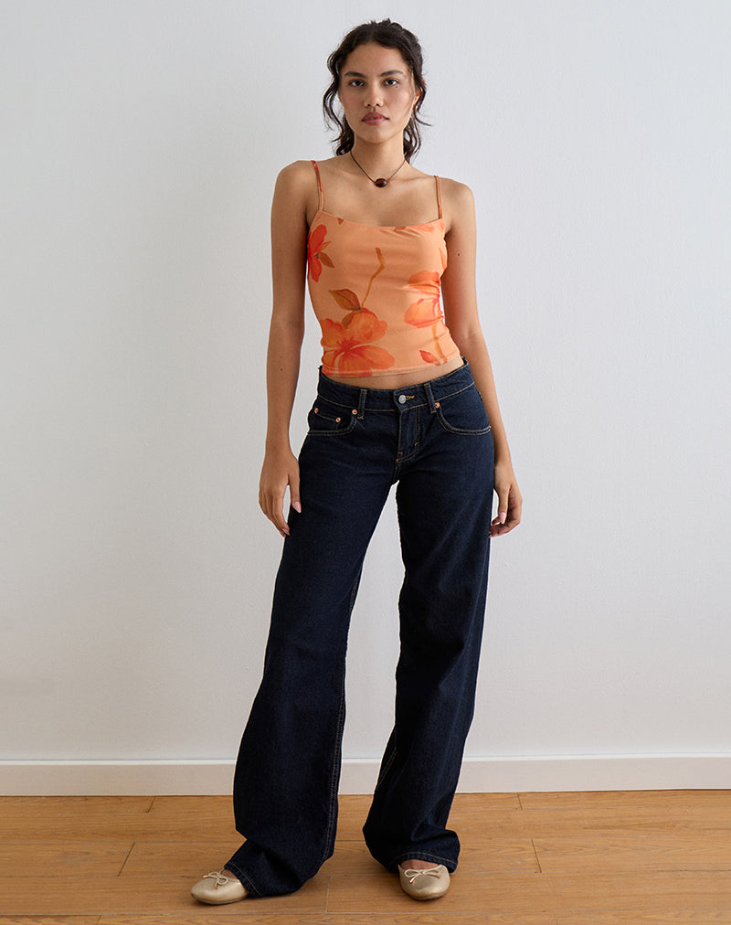 Bild von Jefita Cami Top in Aquarell Hibiskus Orange