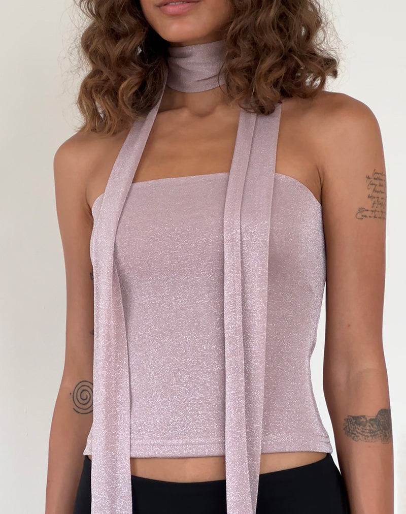 Jeldia Bandeau-Top und Schal-Set in Rosa Schimmer