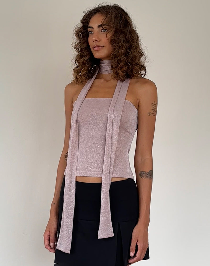 Image of Jeldia Bandeau Top und Schal Set in Pink Shimmer