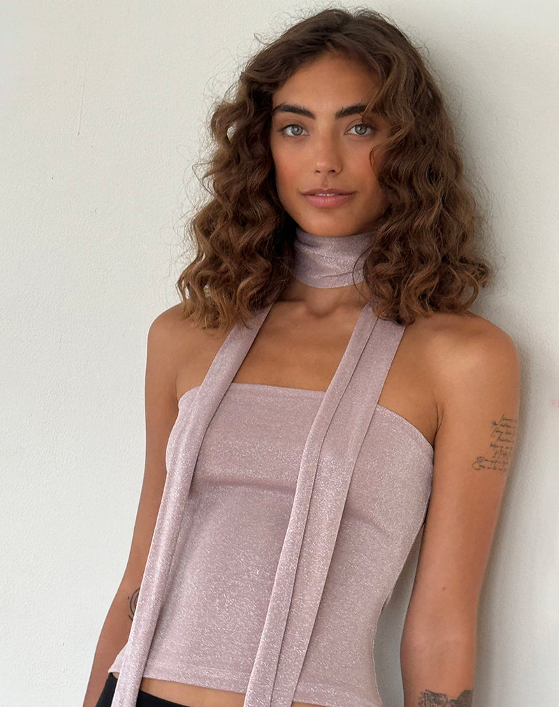 Image of Jeldia Bandeau Top und Schal Set in Pink Shimmer