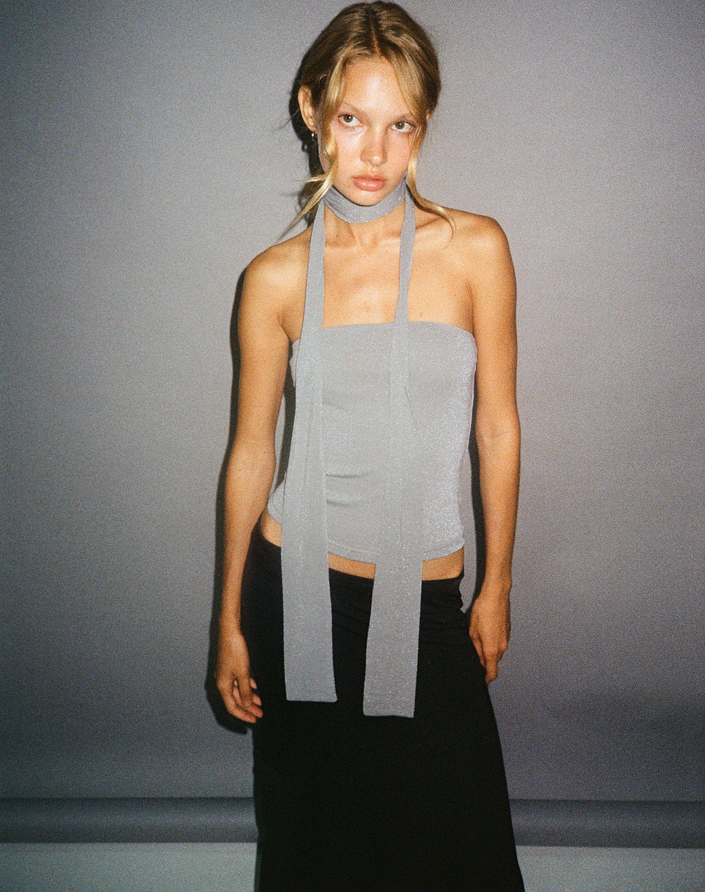Jeldia Bandeau-Top und Schal-Set in Silber