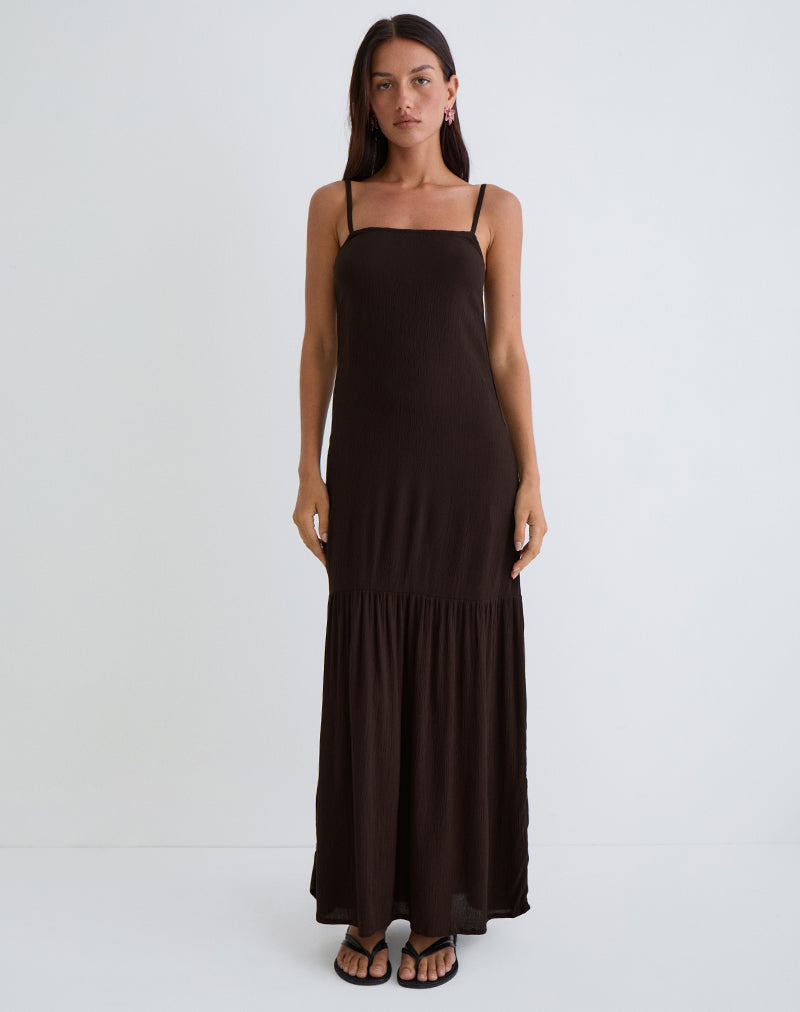 Jenesis Maxikleid in Crinkle Bitter Chocolate