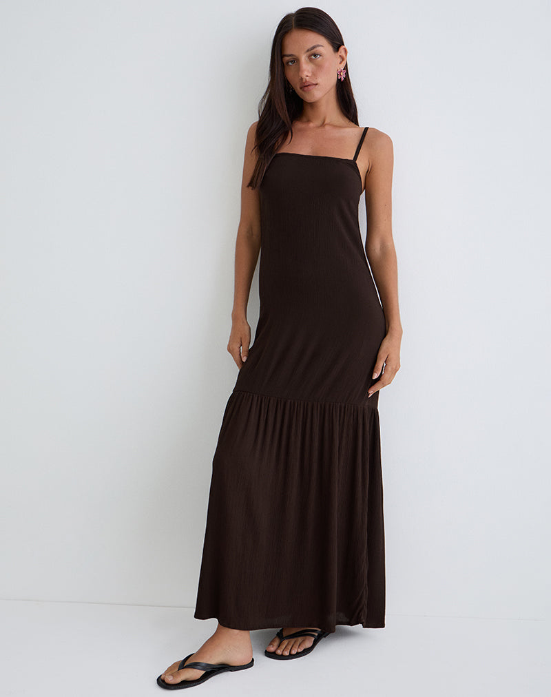 Image of Jenesis Maxikleid in Crinkle Bitterschokolade