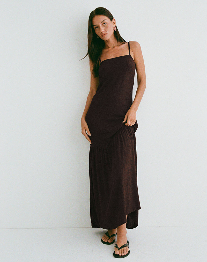 Jenesis Maxikleid in Crinkle Bitter Chocolate
