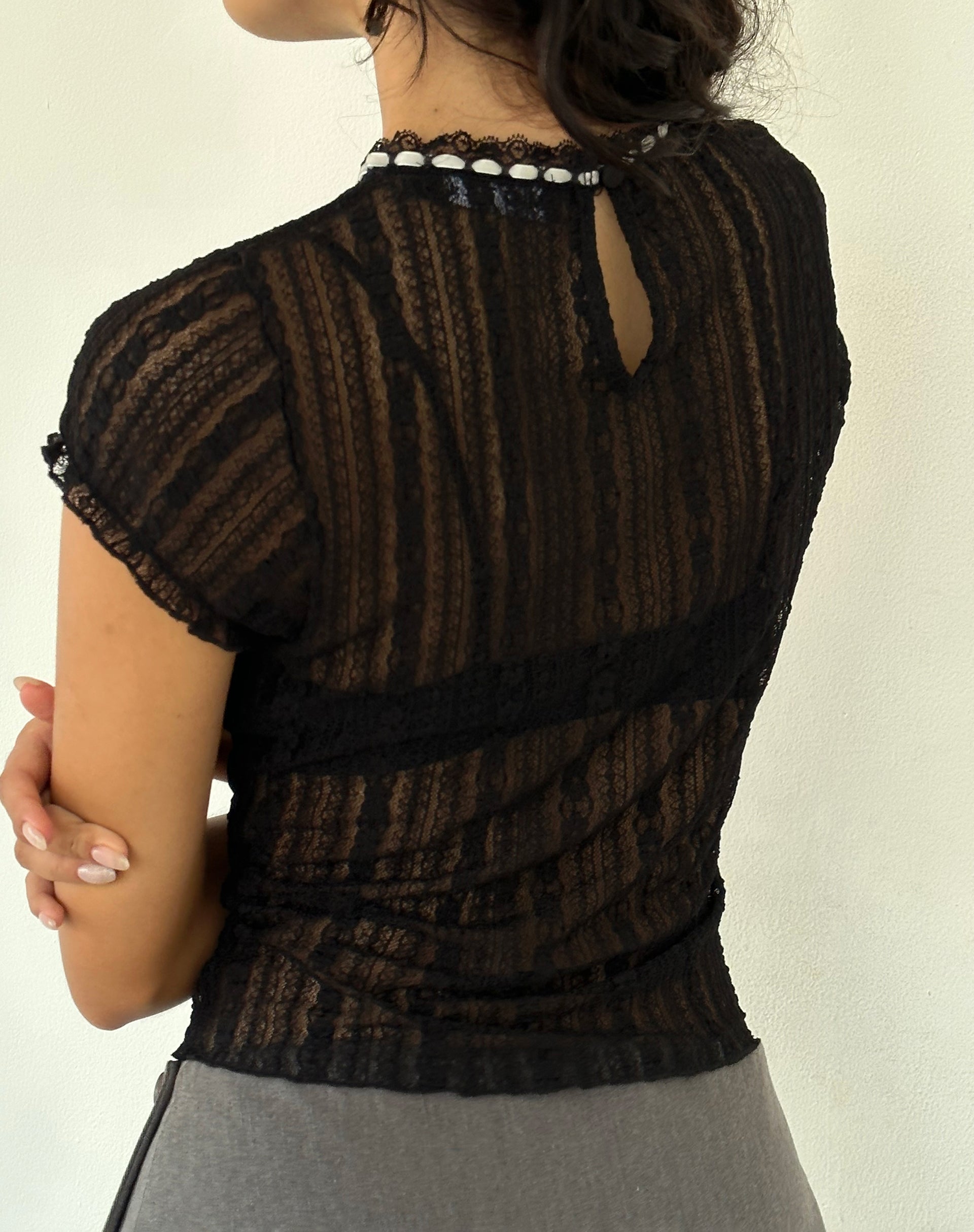 Image of Jennifer Ungefüttertes Top aus Spitze Schwarz