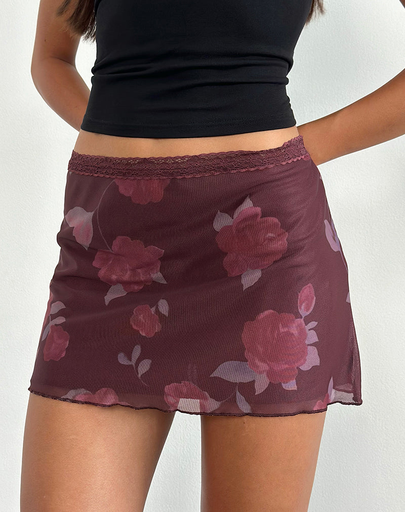 Jeor Minirock in Blooming Rose Burgundy