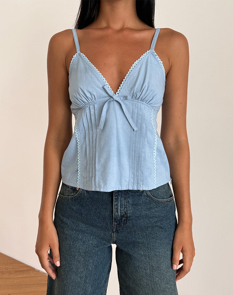 Bild von Jepuni Cami Top in Nantucket Blau Popeline
