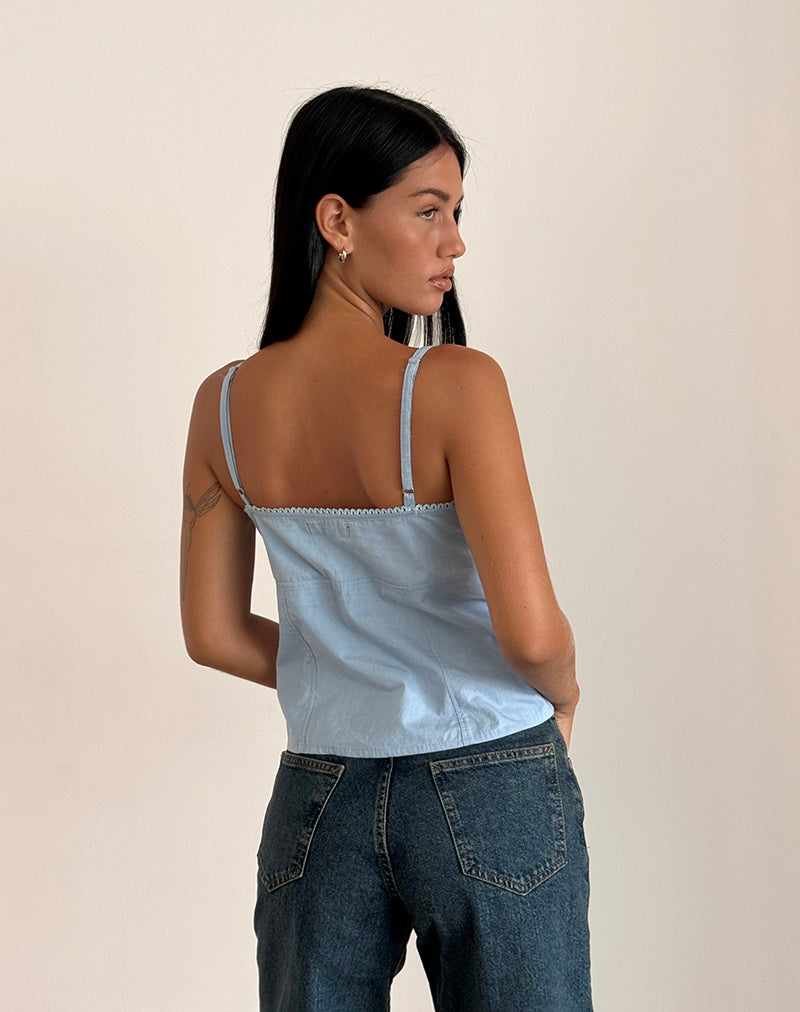 Bild von Jepuni Cami Top in Nantucket Blau Popeline