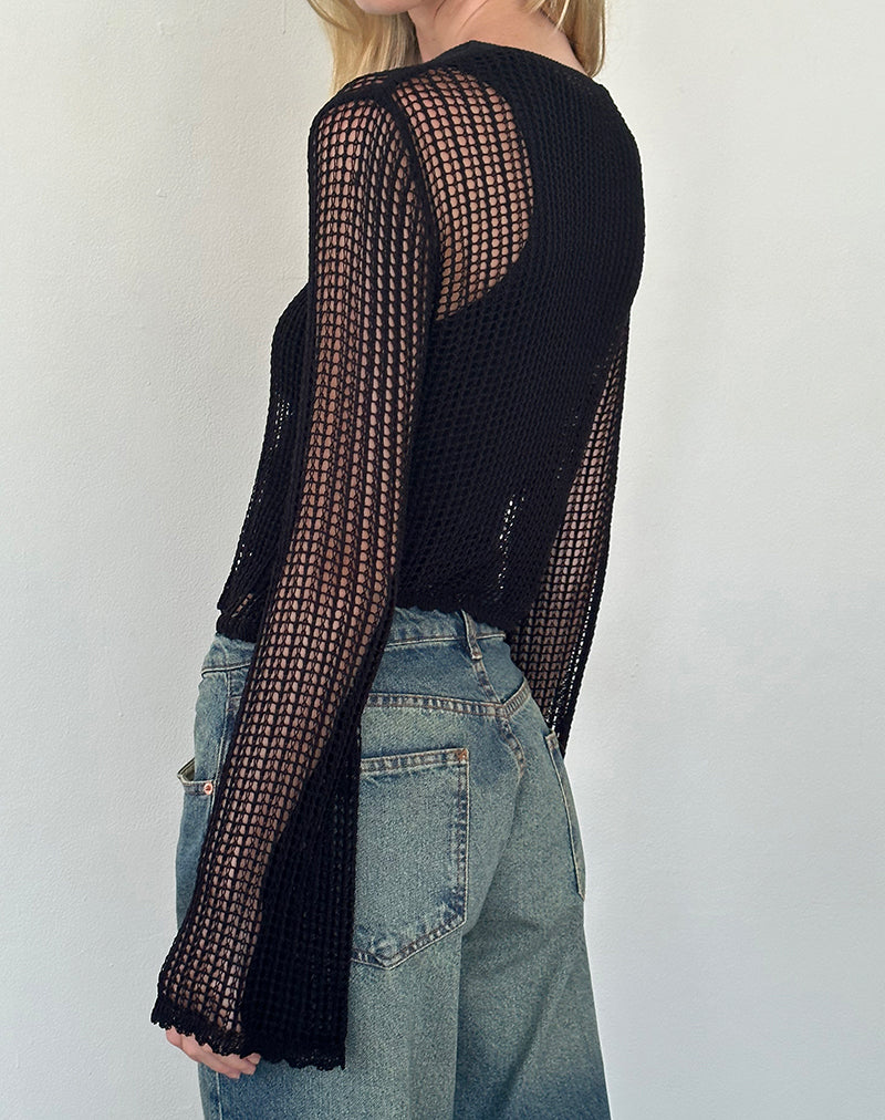 Image of Jessamyn Offener Strickpullover in Schwarz